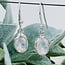 Rainbow Moonstone Earrings - Dangle Drop Oval Faceted - Double Bezel Set Sterling Silver