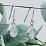 Rainbow Moonstone Earrings - Dangle Drop Oval Faceted - Bezel Set Sterling Silver