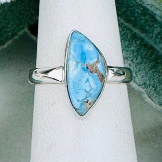 Golden Hill Turquoise Rings - Size 5 Angeled Triangle (Free Form) - Bezel Set Sterling Silver