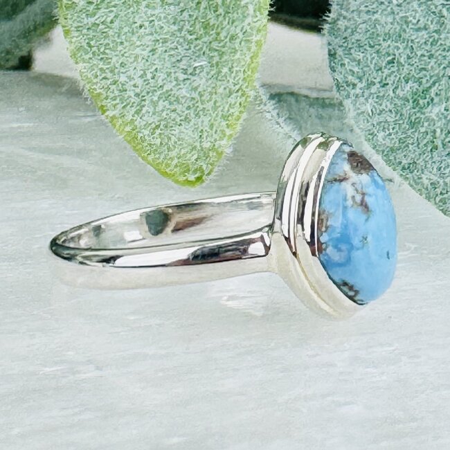 Golden Hill Turquoise Rings - Size 8 Angeled Triangle (Free Form) - Bezel Set Sterling Silver