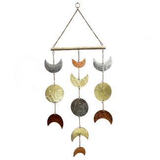 Triple Moon Tri-Colors Metal Hanging Wall Home Decor - 11 x 38"