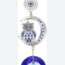 Evil Eye Wall Hanging Decor - Blue Owl Crescent Moon - 10" Silver