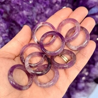 Amethyst Rings - Size 5 Plain Dome