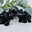 Black Obsidian Elephant - 3.5" Medium Animal Carving Figurine