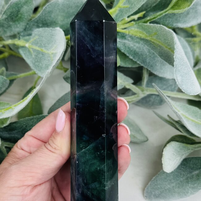 Rainbow Fluorite Tower Point Generator - XL Extra Large (6-7")