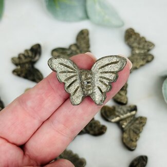 Pyrite Butterfly Butterflies Moths - 1.5" Small Animal Carving Figurine