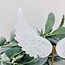 Selenite Angel Wings on Gold Stand Pin - 7-8" Carving Specimen