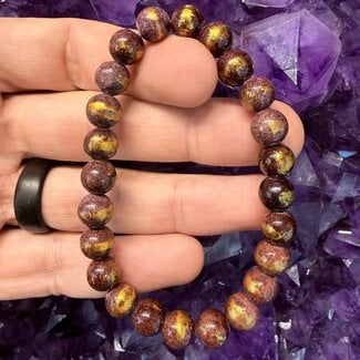 Purple Gold Mashan Jade Bracelets - 8mm