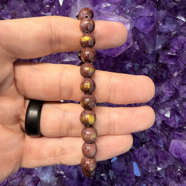 Purple Gold Mashan Jade Bracelets - 8mm