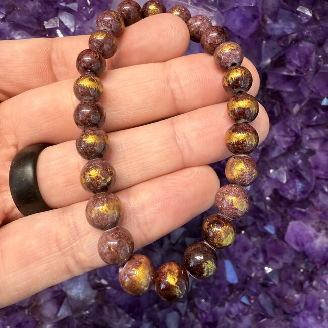 Purple Gold Mashan Jade Bracelets - 8mm