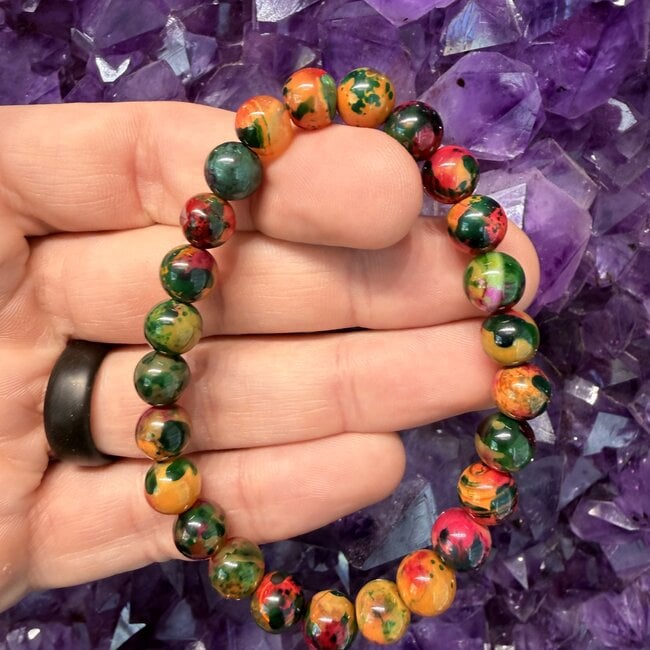 Multi-Colored Fire Agate Bracelets - 8mm