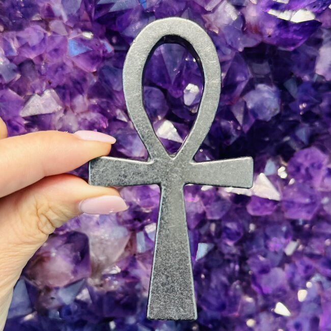 Shungite Ankh (Key of Life) -  4" Large Carving