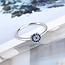 Evil Eye Rings - Adjustable Round Blue Faceted Silver Plated
