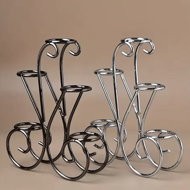 Black Metal Display Stand Holders - Holds 5 Spheres Orbs Globes Eggs Minerals Stands 6" Tall
