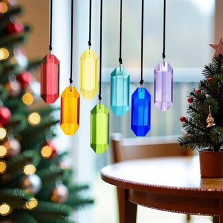Rainbow Crystal Prism Suncatcher Sun Catcher - 7" Faceted Rectangle (3")  - Chakra Mirror Window Feng Shui