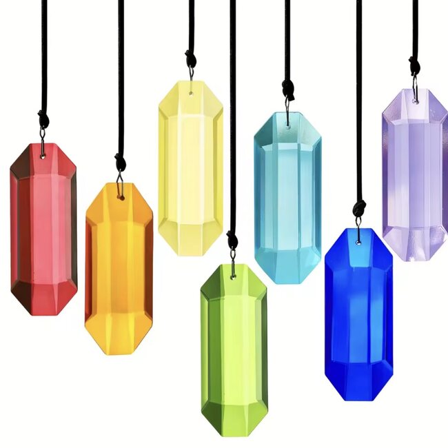 Rainbow Crystal Prism Suncatcher Sun Catcher - 7" Faceted Rectangle (3")  - Chakra Mirror Window Feng Shui