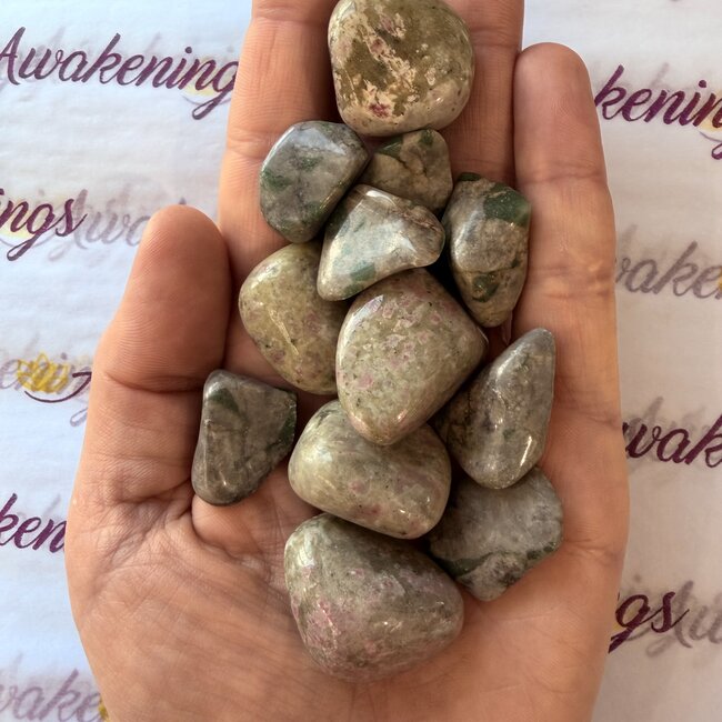 Thulite in Albite - Tumbled