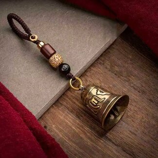 Tibetan Tibet Bells - 5" Buddhism 6 Six Word Mantra Vintage Hanging Wall Window Home Decor Keychain Mirror