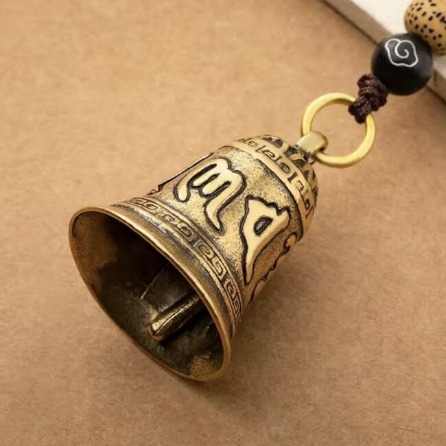 Tibetan Tibet Bells - 5" Buddhism 6 Six Word Mantra Vintage Hanging Wall Window Home Decor Keychain Mirror