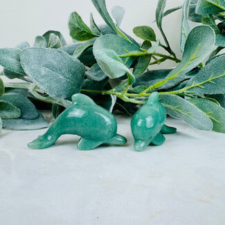 Green Aventurine Dolphins - 3" Medium Animal Carving Figurine