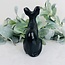 Black Obsidian Egyptian Shorthair Cat Kitten Kitty - 6" Large Animal Carving Figurine Statue