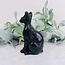 Black Obsidian Egyptian Shorthair Cat Kitten Kitty - 6" Large Animal Carving Figurine Statue