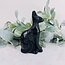 Black Obsidian Egyptian Shorthair Cat Kitten Kitty - 6" Large Animal Carving Figurine Statue