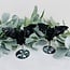 Black Obsidian Bats on Black Stand Pin - 4"x4" Carving Figurine