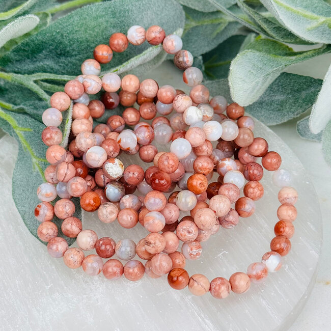 Pink (Cotton Candy) Agate Bracelets - 8mm