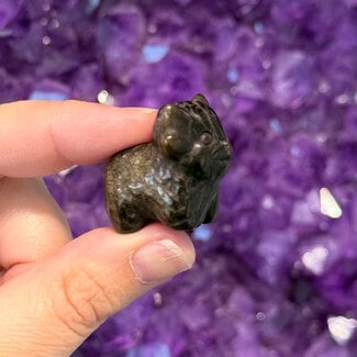 Goldsheen (Gold Sheen Golden) Obsidian Highland Cows - Small 1" Animal Carving Figurine