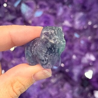 Rainbow Fluorite Highland Cows - Small 1" Animal Carving Figurine