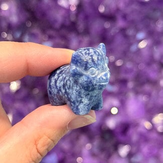 Sodalite Highland Cows - Small 1" Animal Carving Figurine