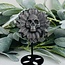 Silversheen Silver Sheen Flower Floral Skull on Black Stand Pin - 4.5" Medium Animal Carving