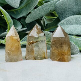 Gold (Golden Rutile Angel Venus Hair) Rutilated Quartz Towers Point Generator - Mini .5-1.5"