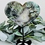 Moss Agate Druzy Hearts on Black Stand Pin - 8" Display Statement