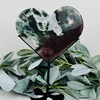 Ocean (Sea Sediment) Jasper Druzy Hearts on Black Stand Pin - 9" Display Statement