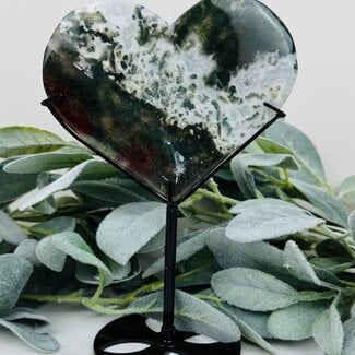 Ocean (Sea Sediment) Jasper Hearts on Black Stand Pin - 8" Display Statement
