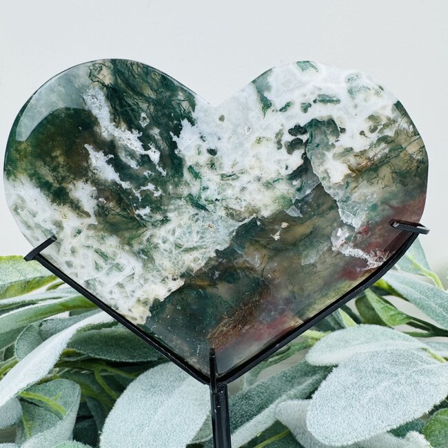 Ocean (Sea Sediment) Jasper Hearts on Black Stand Pin - 8" Display Statement