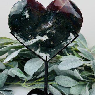 Ocean (Sea Sediment) Jasper Hearts on Black Stand Pin - 8" Display Statement #2