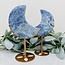 Blue Kyanite Crescent Moon on Gold Stand Pin - 7-8" Statement Display