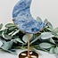 Blue Kyanite Crescent Moon on Gold Stand Pin - 7-8" Statement Display