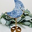 Blue Kyanite Crescent Moon on Gold Stand Pin - 7-8" Statement Display