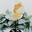 Golden Healer (Yellow Hematoid) Quartz & Dendritic Dendrite Agate Crescent Moon on Black Stand Pin - 7-8" Statement Display