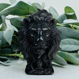 Silversheen Silver Sheen Obisidian Lion - 3" Large Animal Carving Figurine