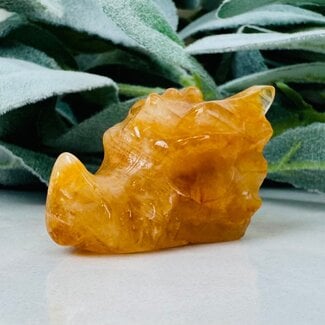 Golden Healer (Yellow Hematoid) Quartz Dragon Head - 1.5" Medium Animal Carving Figurine