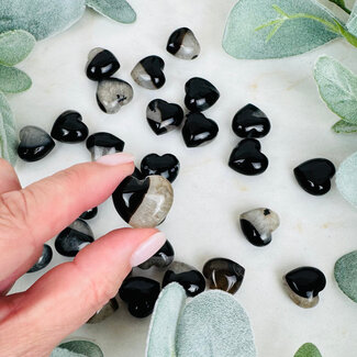 Black Sardonyx Onyx Hearts - Mini .75"