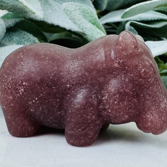 Purple Fluorite Hippos - 3" Medium Animal Carving Figurine Matte