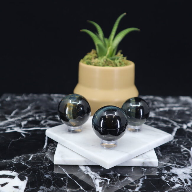Blue Tigers Tiger's Eye (Hawks Eye) Spheres Orb Globe - 30-35mm