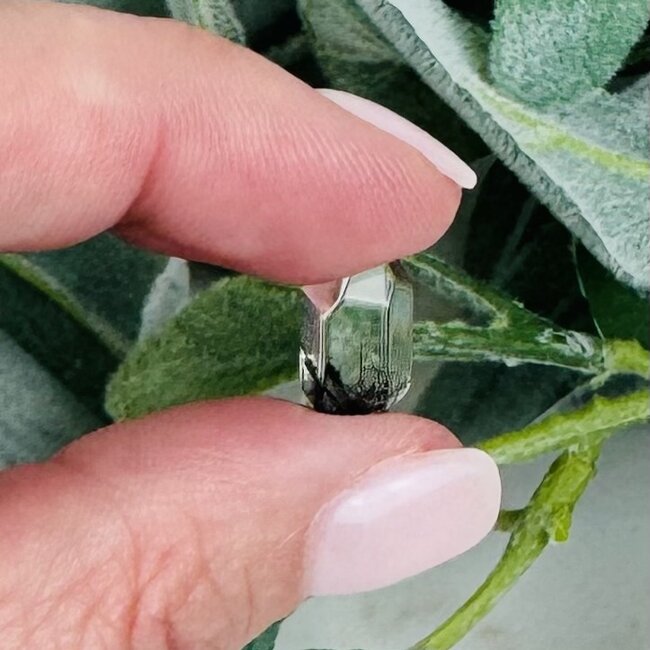 Black Tourmaline in Clear Quartz (Tourmalated Tourmalinated Rutilated Quartz) Faceted Free Forms - Small .5-1" (AA Grade)