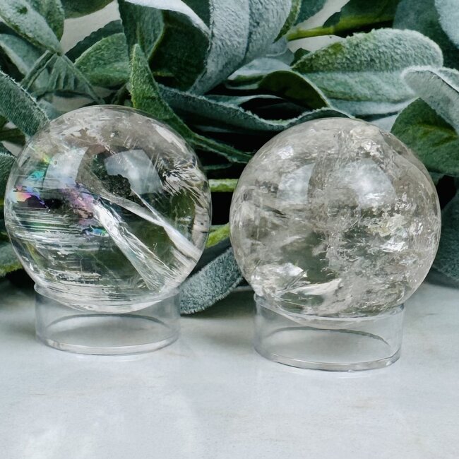 White Clear Azeztulite Spheres Orb Globe - 40-45mm